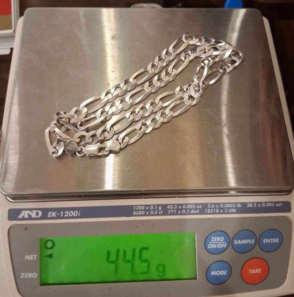 925 Italy Sterling 24" Figaro Chain 10mm - Picture 11 of 11